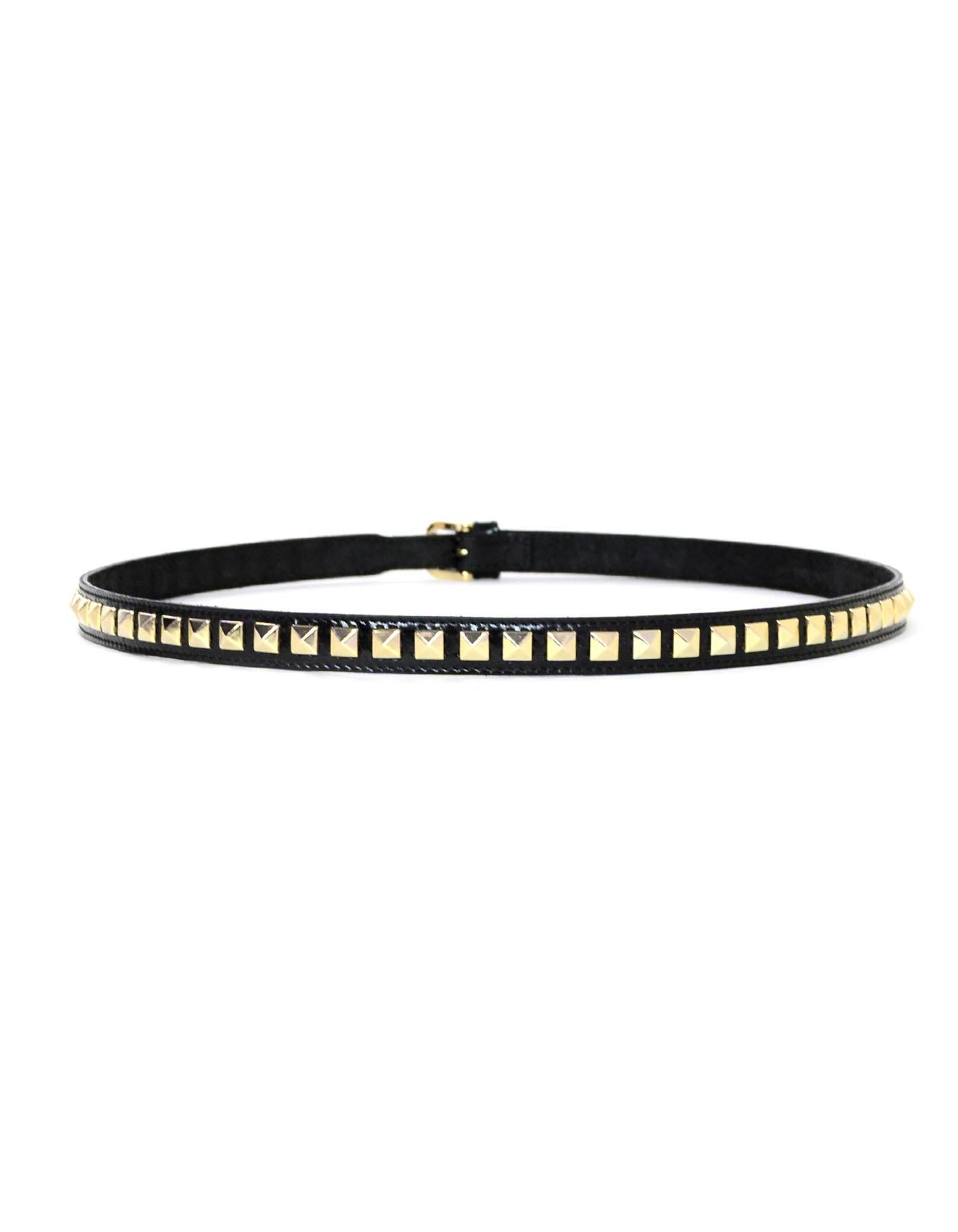 Burberry Black/Gold Patent Leather Studded Belt sz 90cm/36