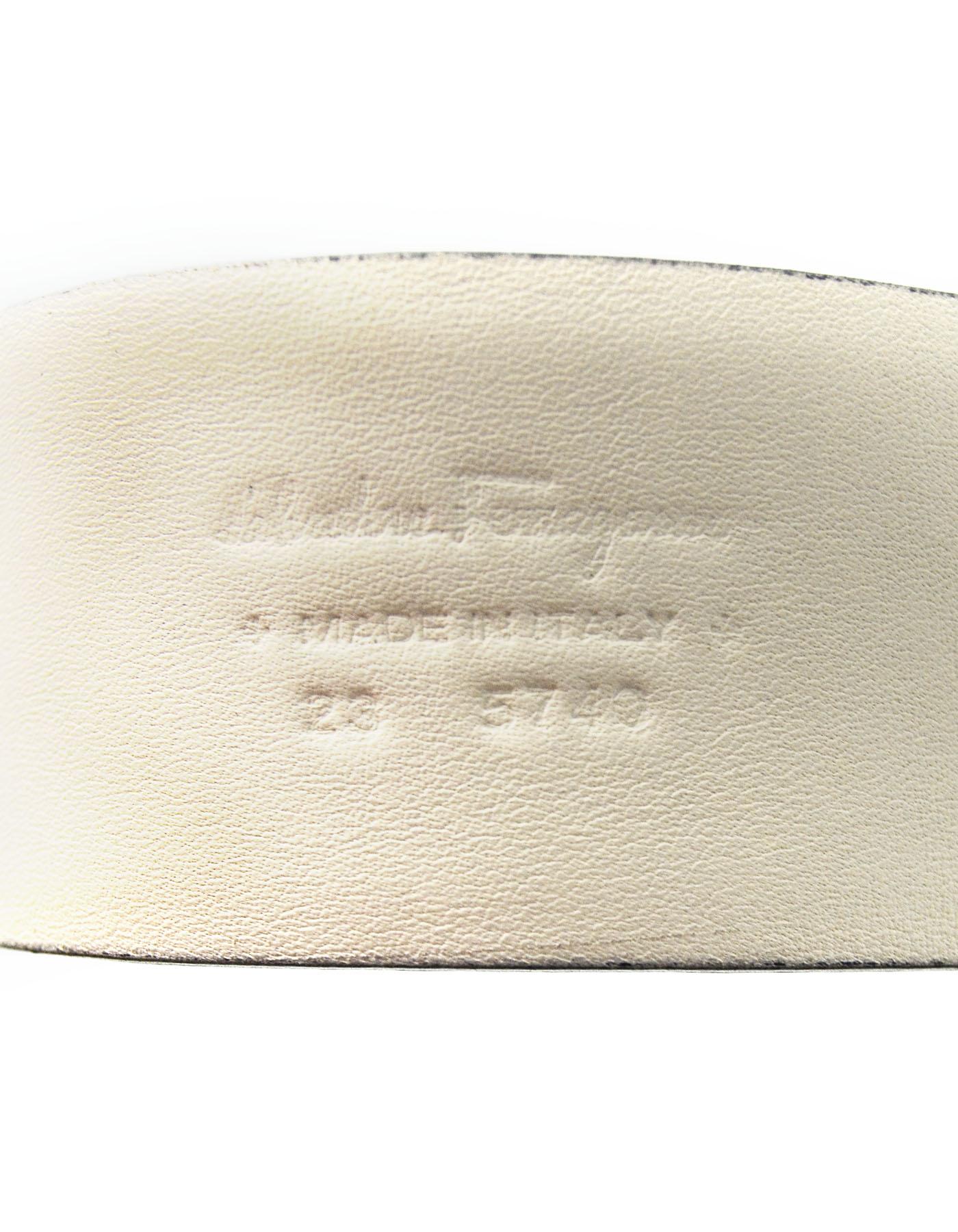 Ferragamo Black Textured Leather Gancio Buckle Belt sz 33.5-35.5