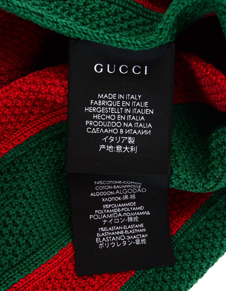 Gucci Red/Green Web Cotton Headband NIB rt. $590 For Sale at 1stDibs