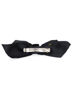 Chanel Vintage - Accessoire pour cheveux avec nœud en satin noir et camélias en velours