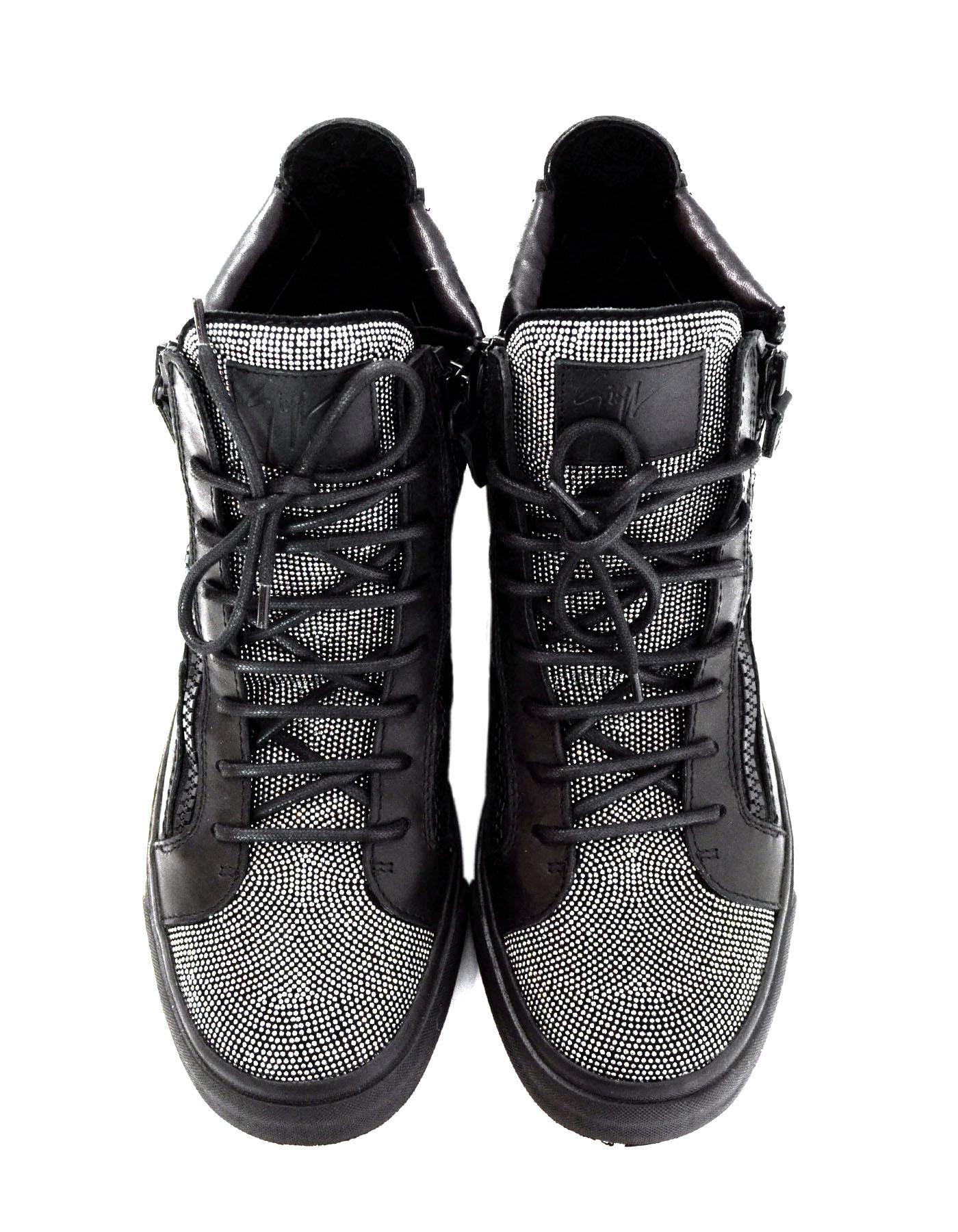 Giuseppe Zanotti Black High Top Crystal Unisex Sneakers sz 41 1