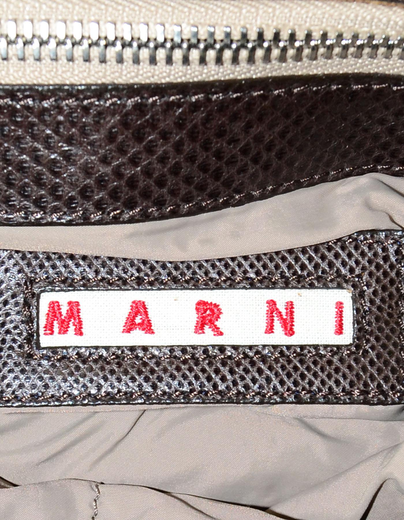 Marni Brown Lizard Zip Around Hobo Bag with Silvertone Hardware 2