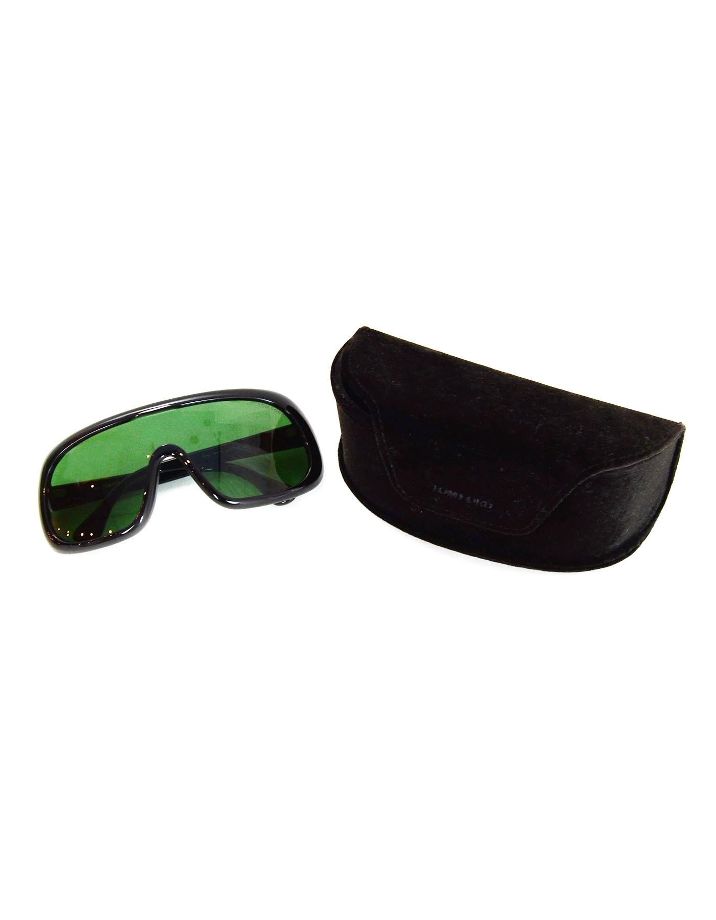 Tom Ford Black Sven Shield Green Tint Moto Unisex Sunglasses 2