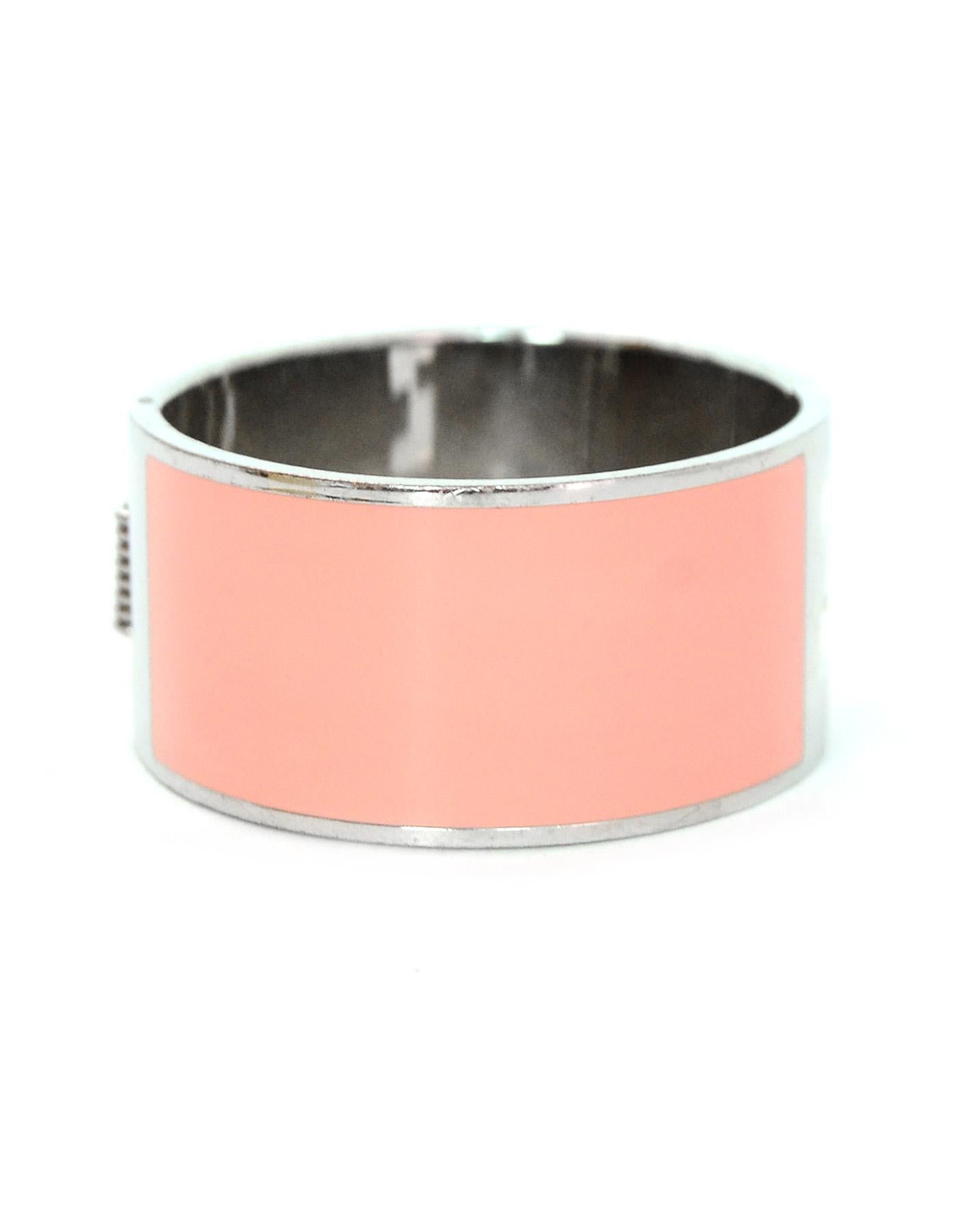 Fendi Pink & Yellow Clic Clac Silvertone Bangle Bracelet With Box In Excellent Condition In New York, NY