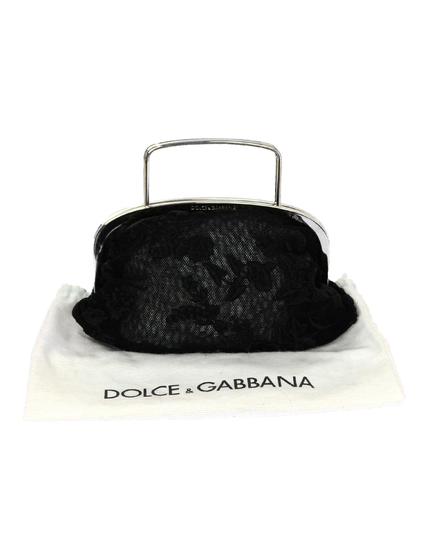 Dolce & Gabbana Black Sheer Floral Lace Top Handle Mini Bag with Dust Bag 4