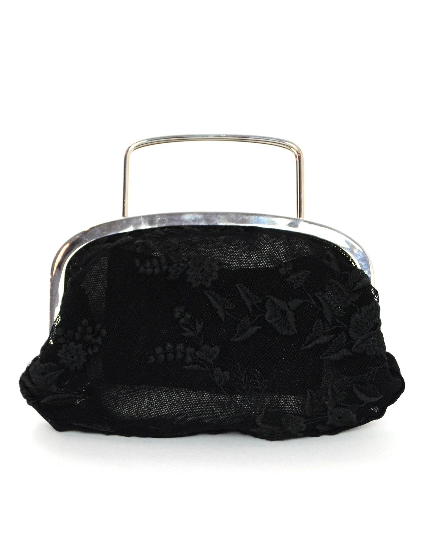 Dolce & Gabbana Black Sheer Floral Lace Top Handle Mini Bag with Dust Bag In Excellent Condition In New York, NY