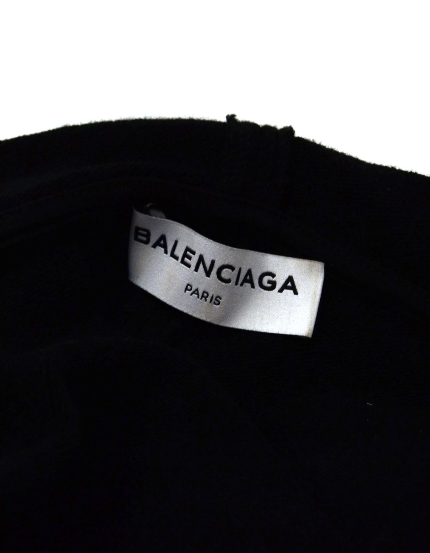 Balenciaga Black Oversized Logo Branded Hoodie Sweatshirt sz XS 1