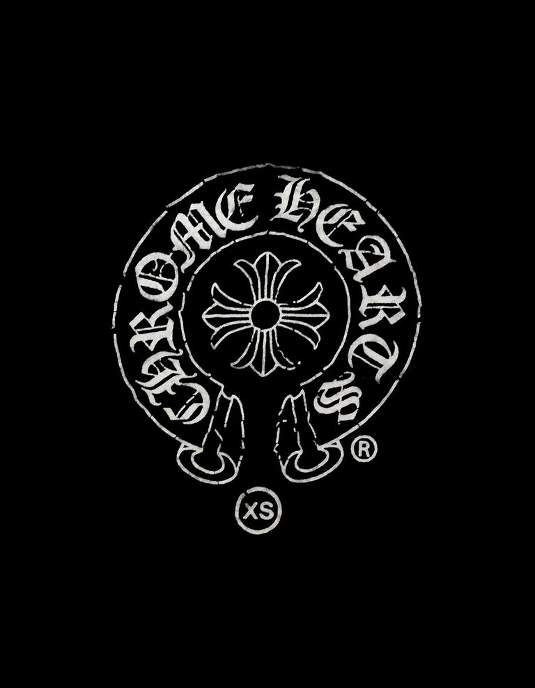 Chrome Hearts Black/Blue Logo Zip Up Hoodie Sweatshirt w. Sterling sz XS For Sale at 1stDibs