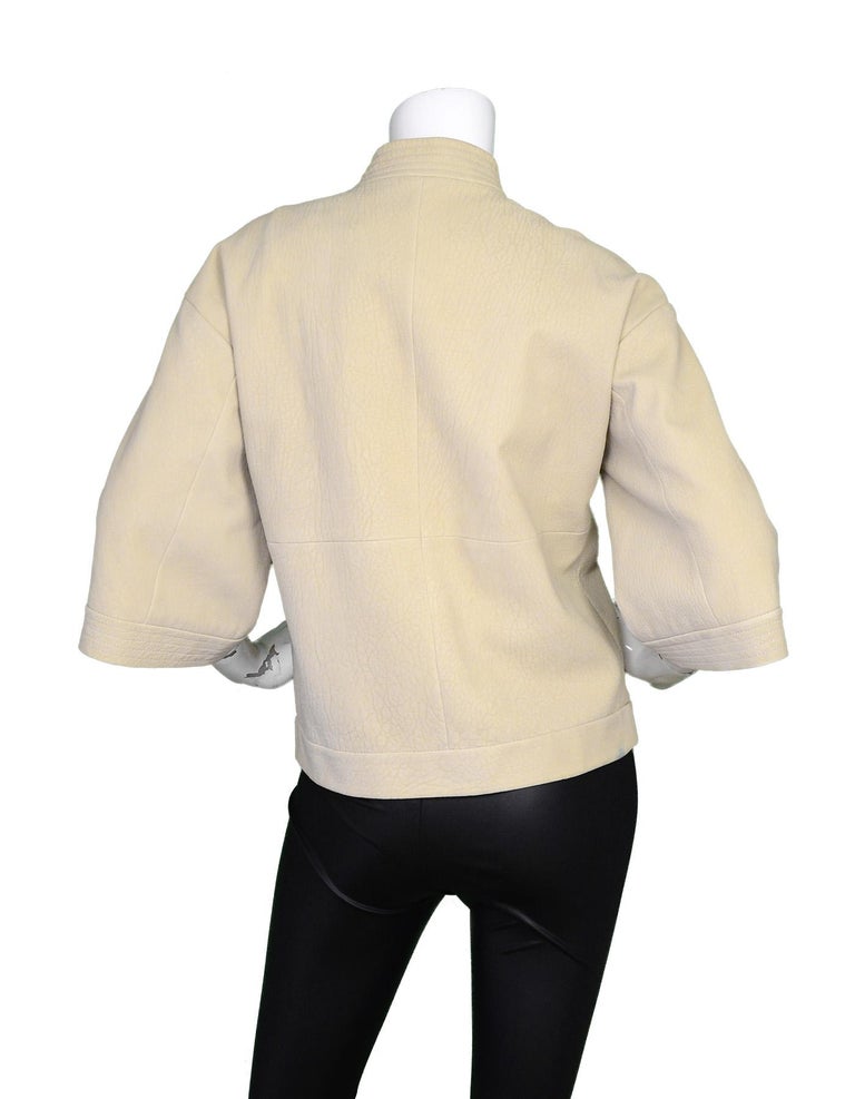 Brunello Cucinelli Beige Suede 3/4 Sleeve Jacket With Double Zip Front ...
