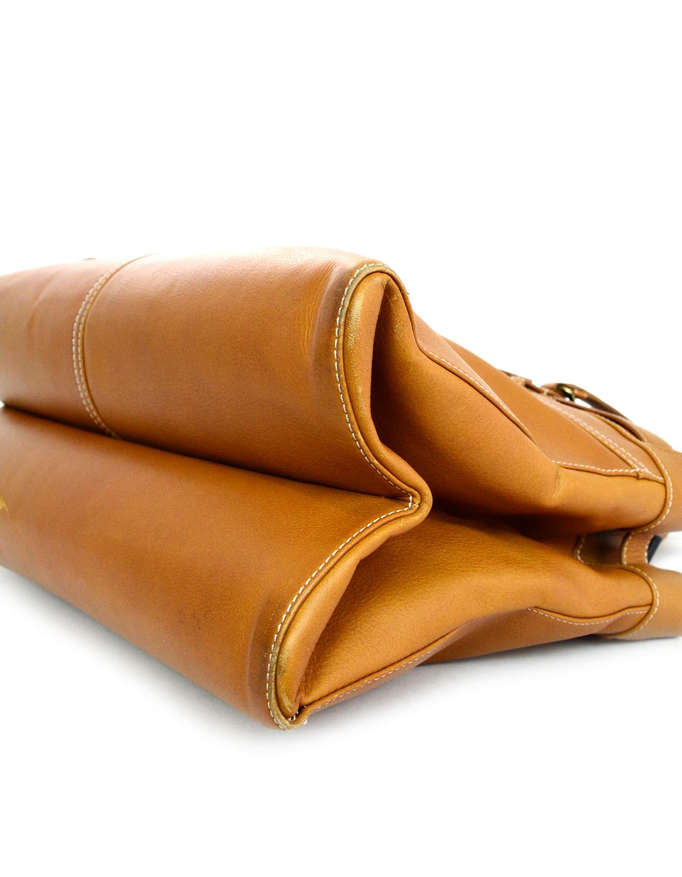 Brown Christian Dior Tan Leather Jeans Pocket Tote Shoulder Bag