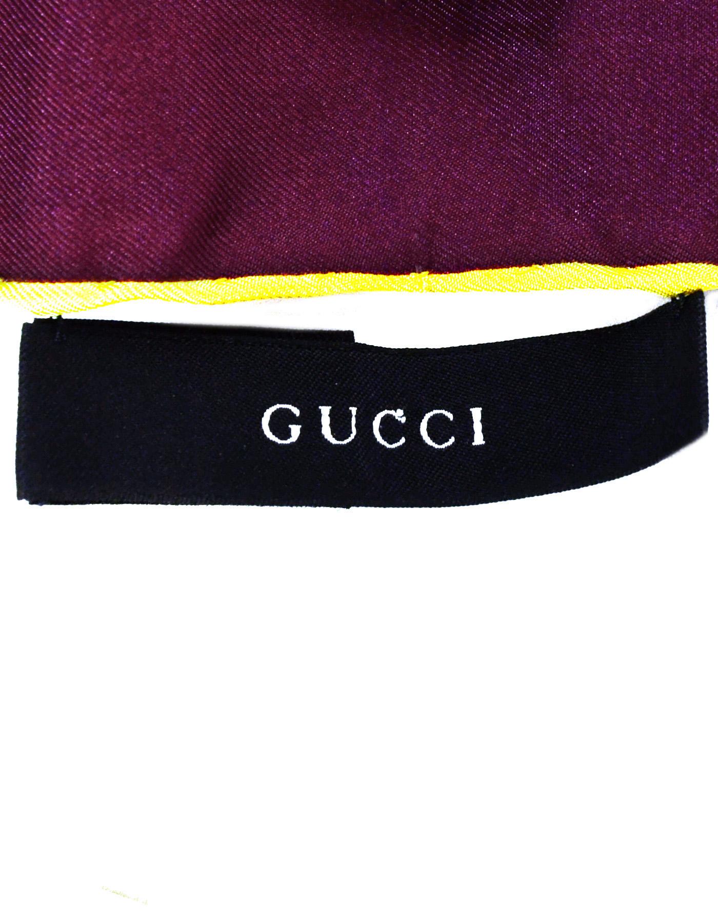 Black Gucci Silk Bordeaux Scarf W/ Chain & Horsebit Pattern 26