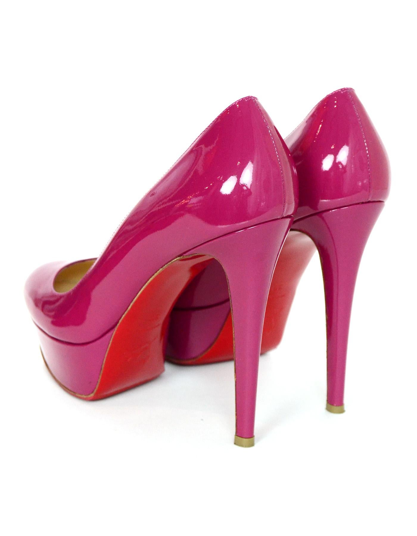 Christian Louboutin Pink Patent Leather Bianca 120 Platform Pumps Sz 39 rt. $845 In Excellent Condition In New York, NY