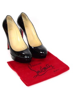 Christian Louboutin Black Patent Leather Bianca 120 Platform Pumps Sz 39 rt $845
