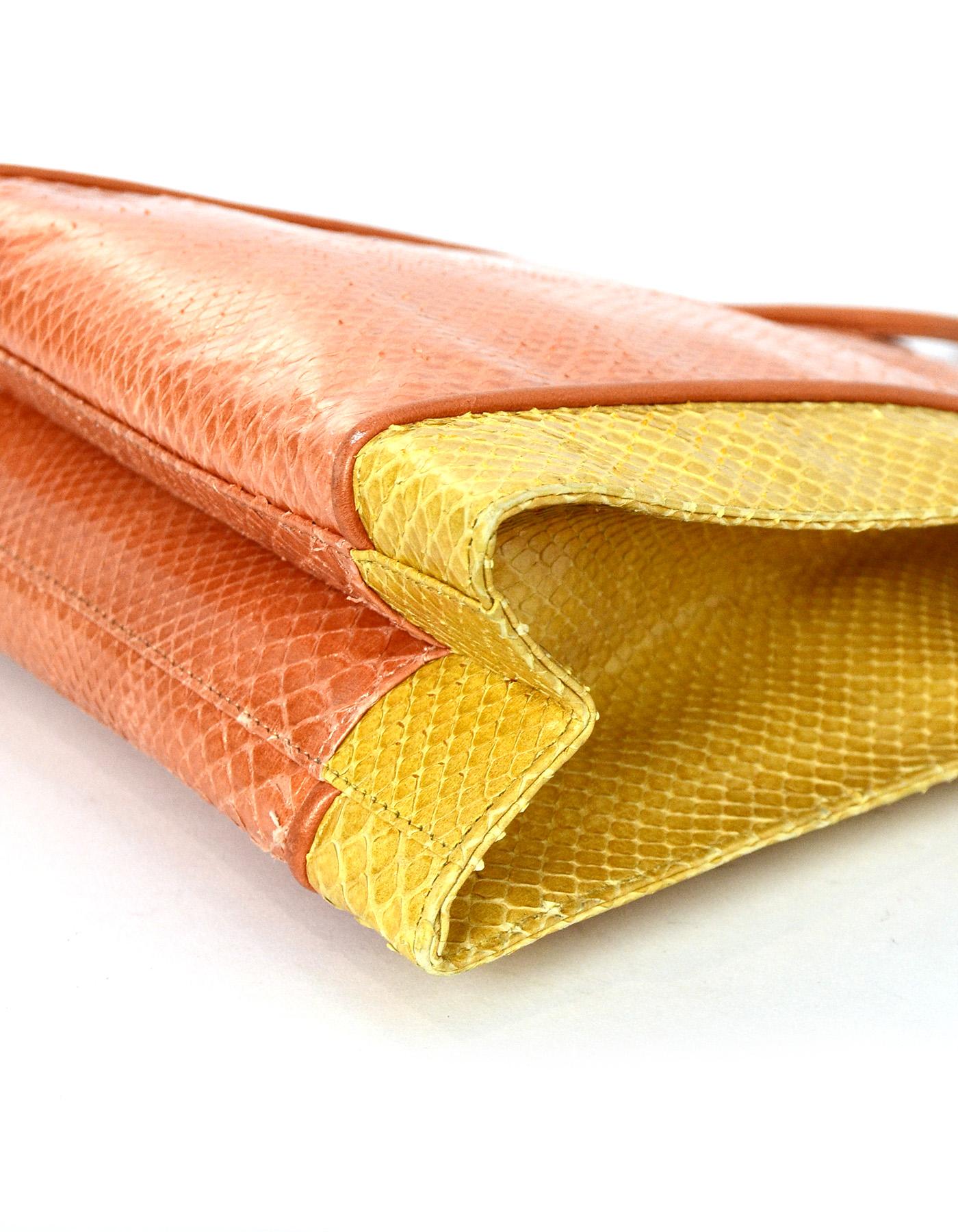 Women's Salvatore Ferragamo Tricolor Yellow, Orange, Pink, Python Handle Bag Handbag 