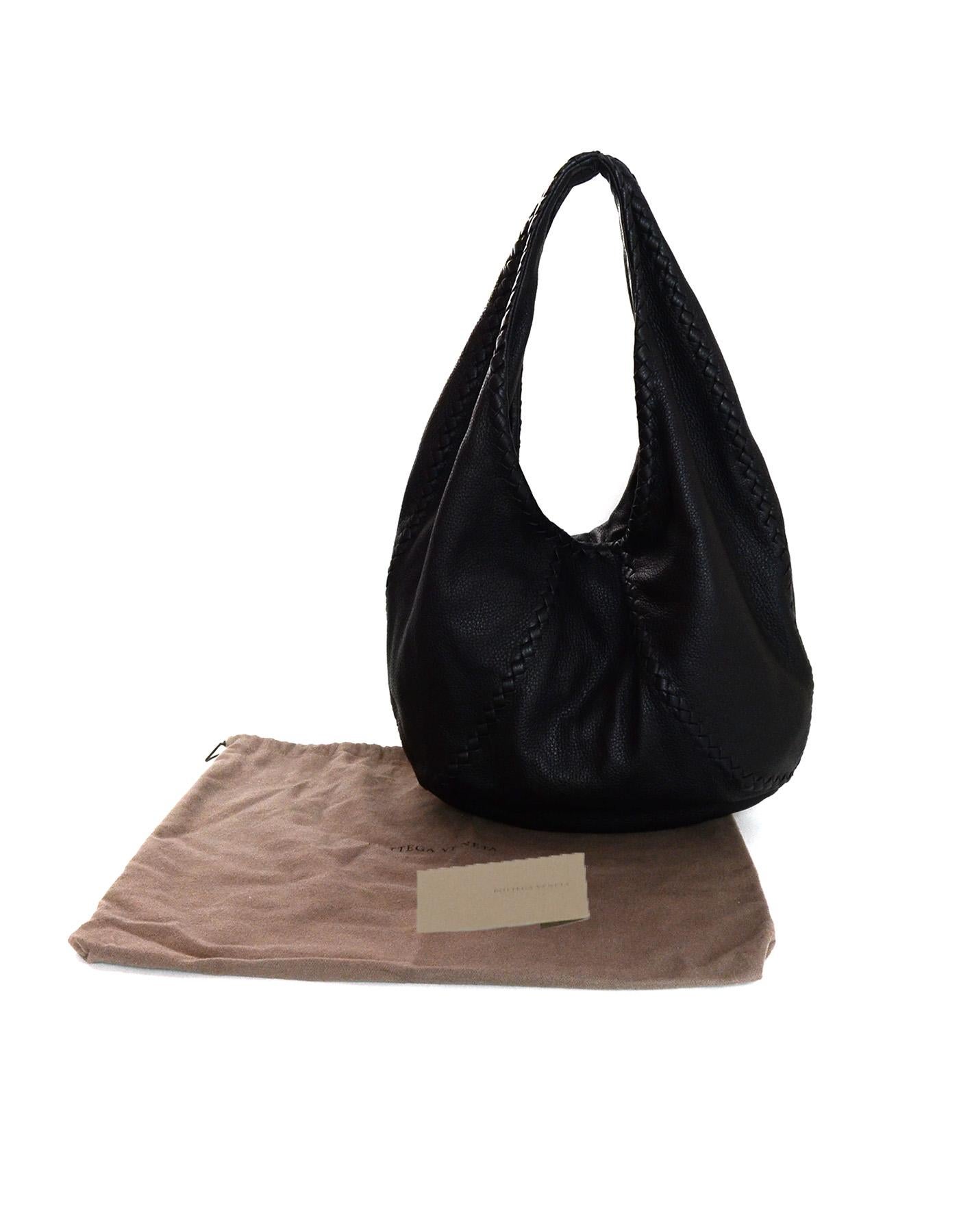 Bottega Veneta Black Cervo Deerskin Leather Large Baseball Hobo Bag 4