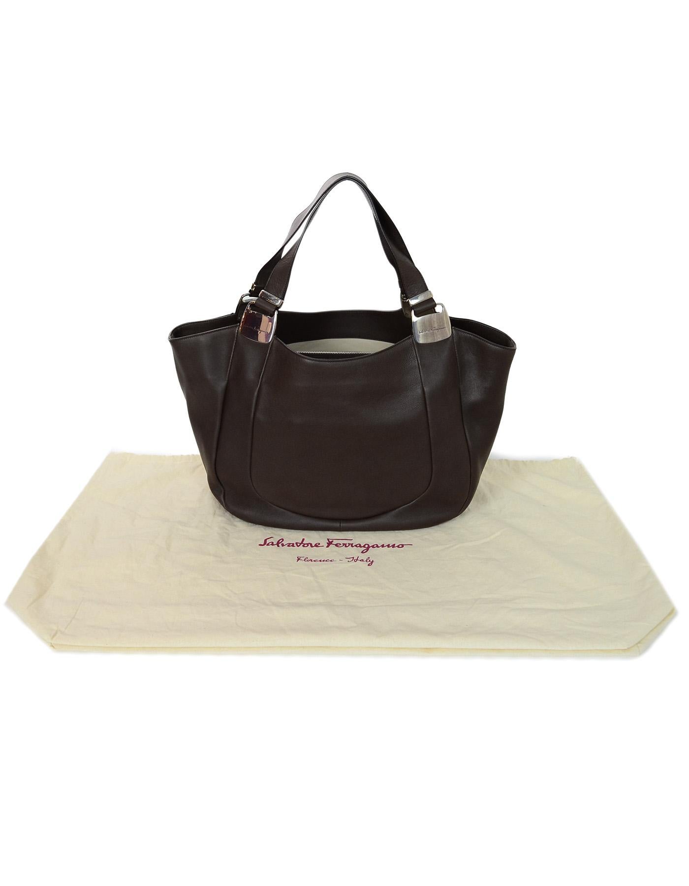 Salvatore Ferragamo Brown Leather Tote Bag 4