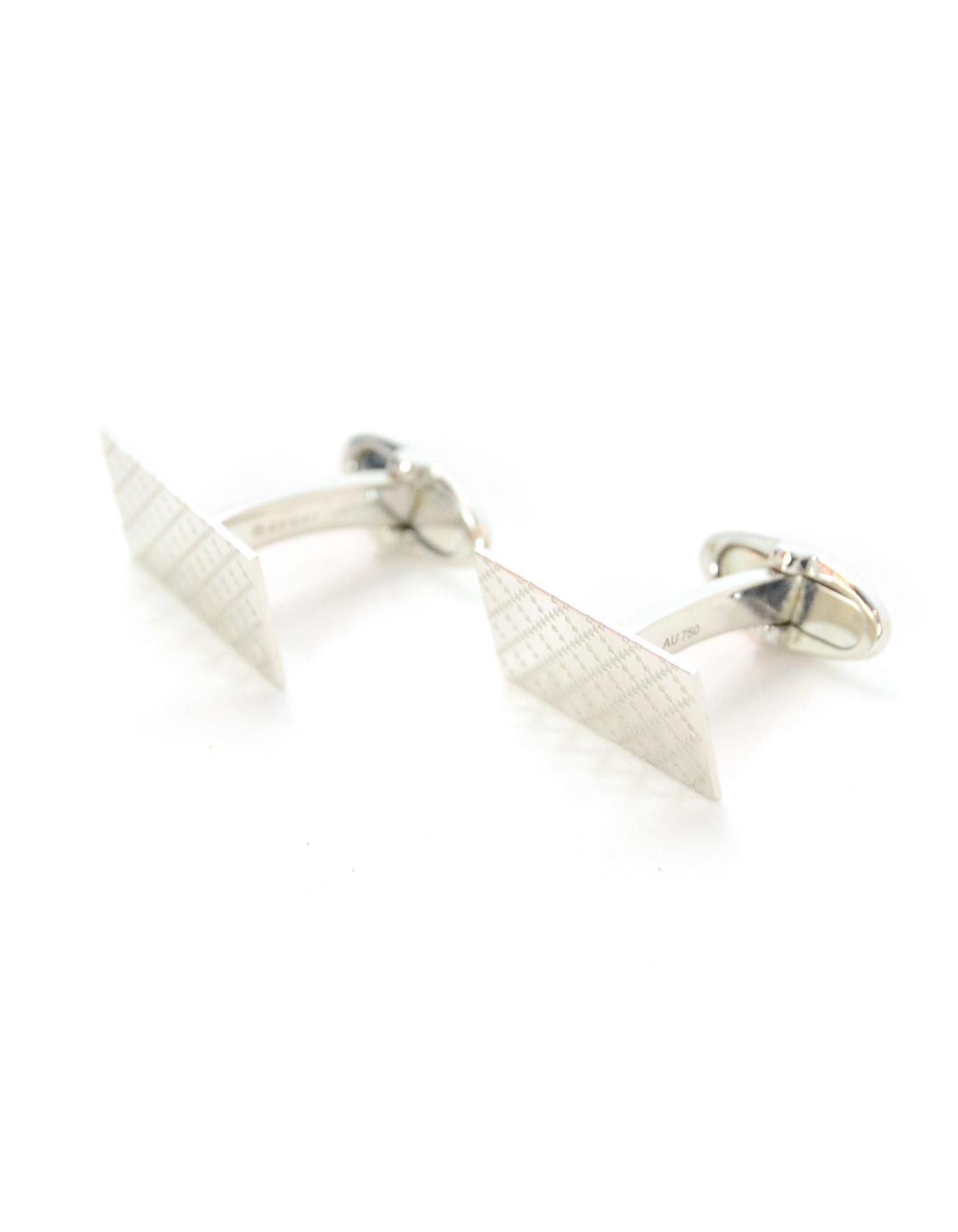 Gucci Men's White Gold Diamantissima Cufflinks with Pillow  In Excellent Condition In New York, NY