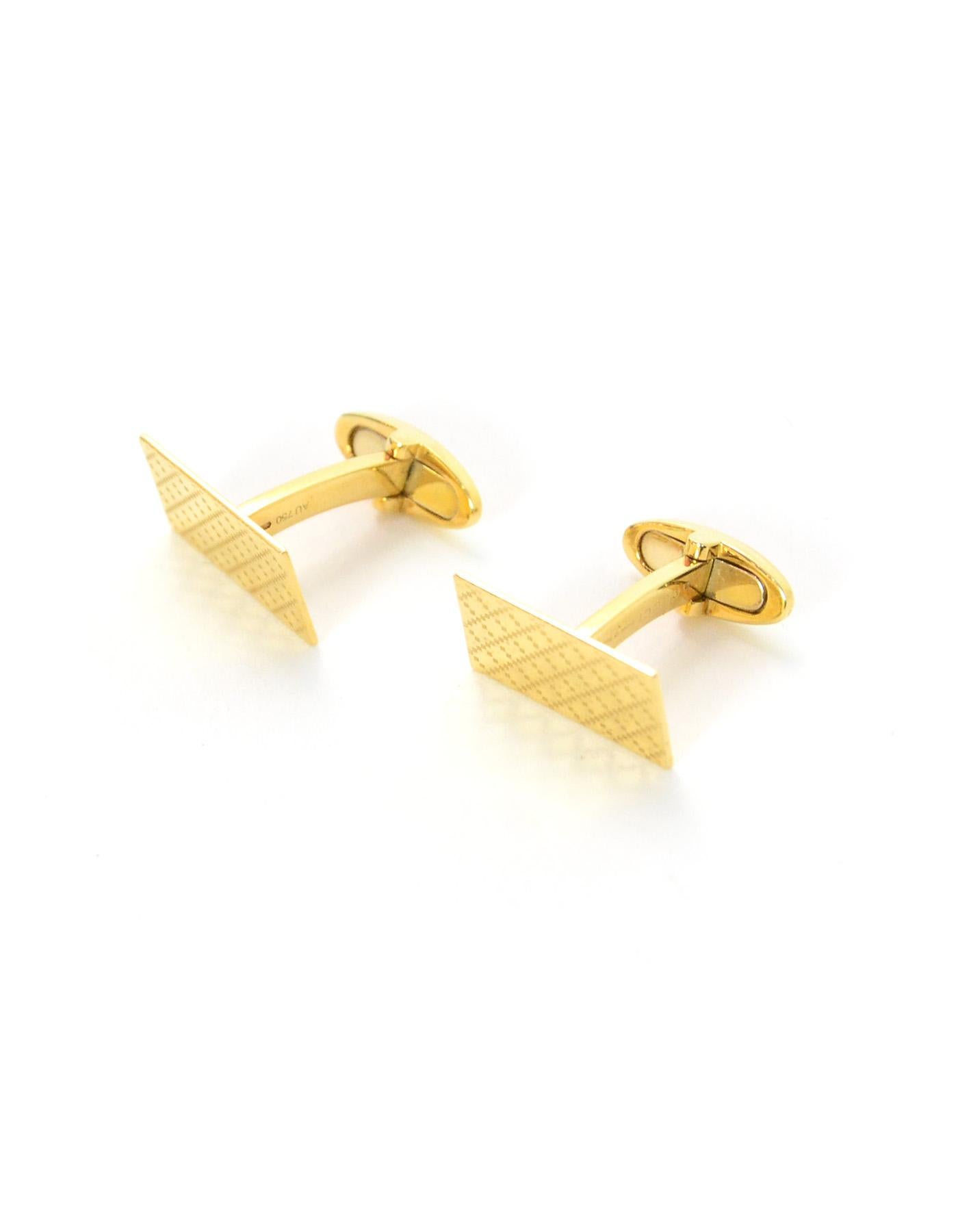 Gucci Men's Yellow Gold Diamantissima Cufflinks with Pillow  In Excellent Condition In New York, NY