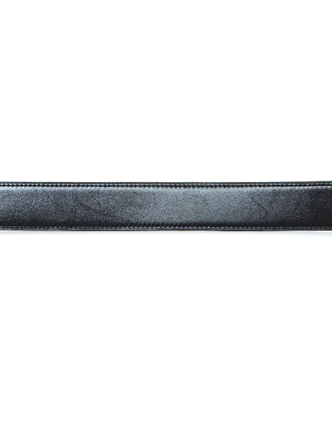 Hermes Black / Tan Leather Sterling Silver Touareg Etched H Belt 90 1