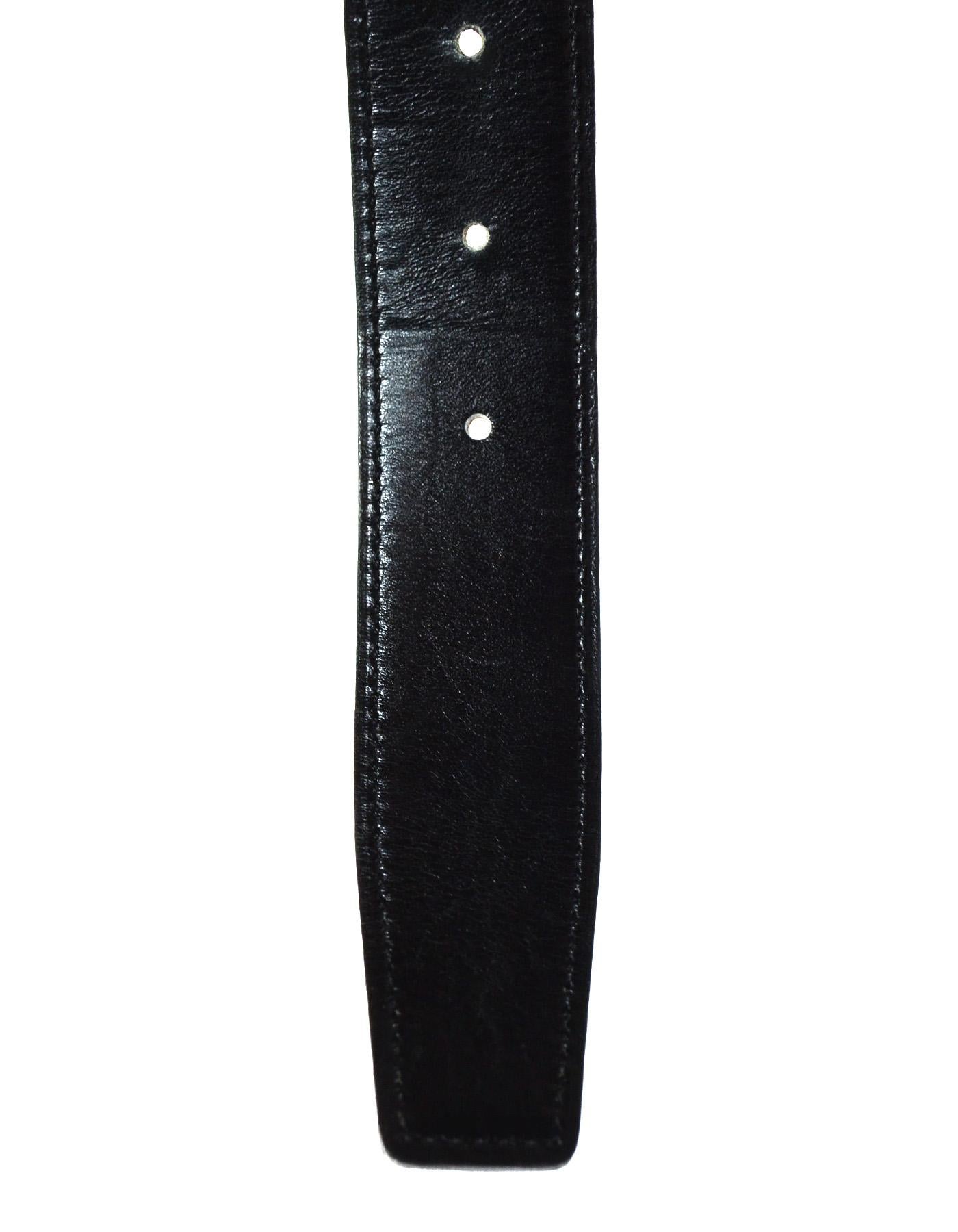 Hermes Black / Tan Leather Sterling Silver Touareg Etched H Belt 90 3