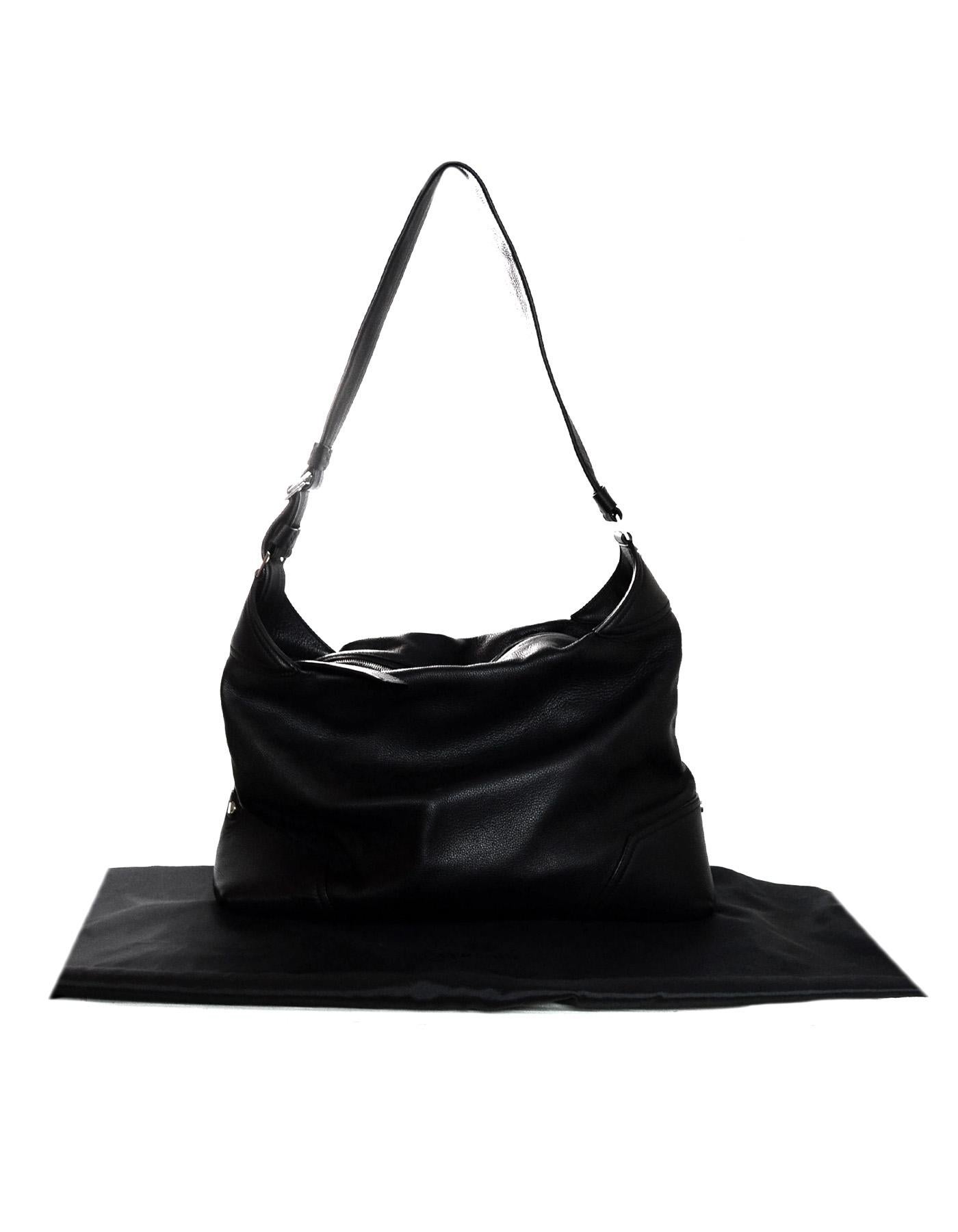 Versace Black Leather Large Zip Top Overnight Duffle Bag Unisex 6