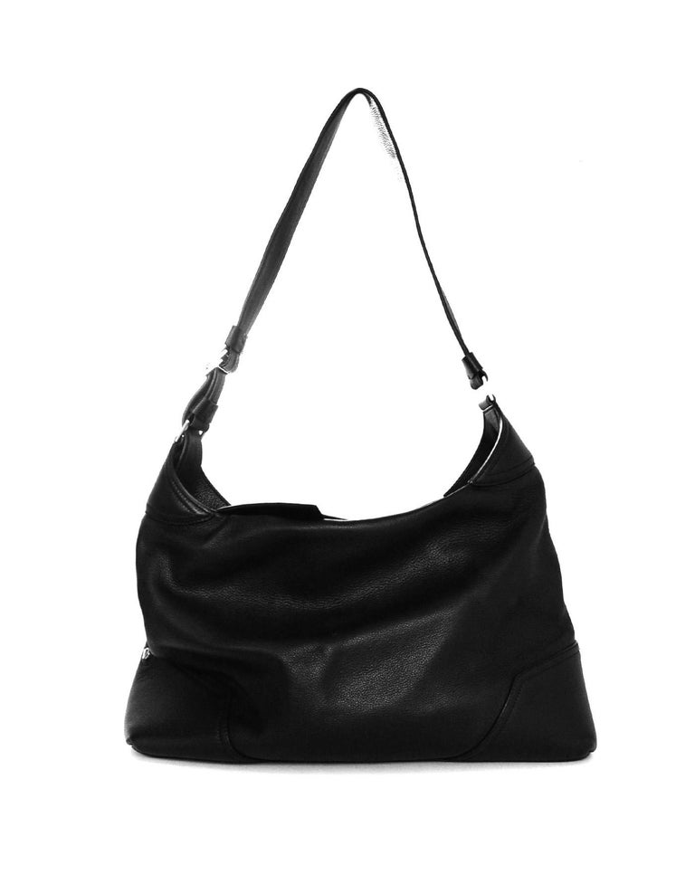 Versace Black Leather Large Zip Top Overnight Duffle Bag Unisex For