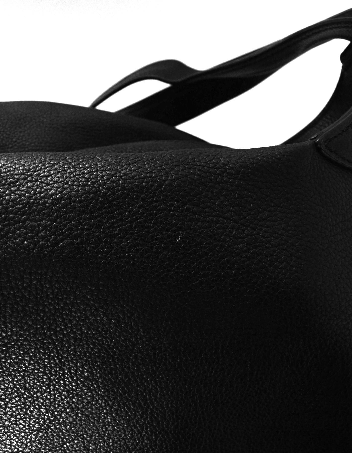 Versace Black Leather Large Zip Top Overnight Duffle Bag Unisex 2