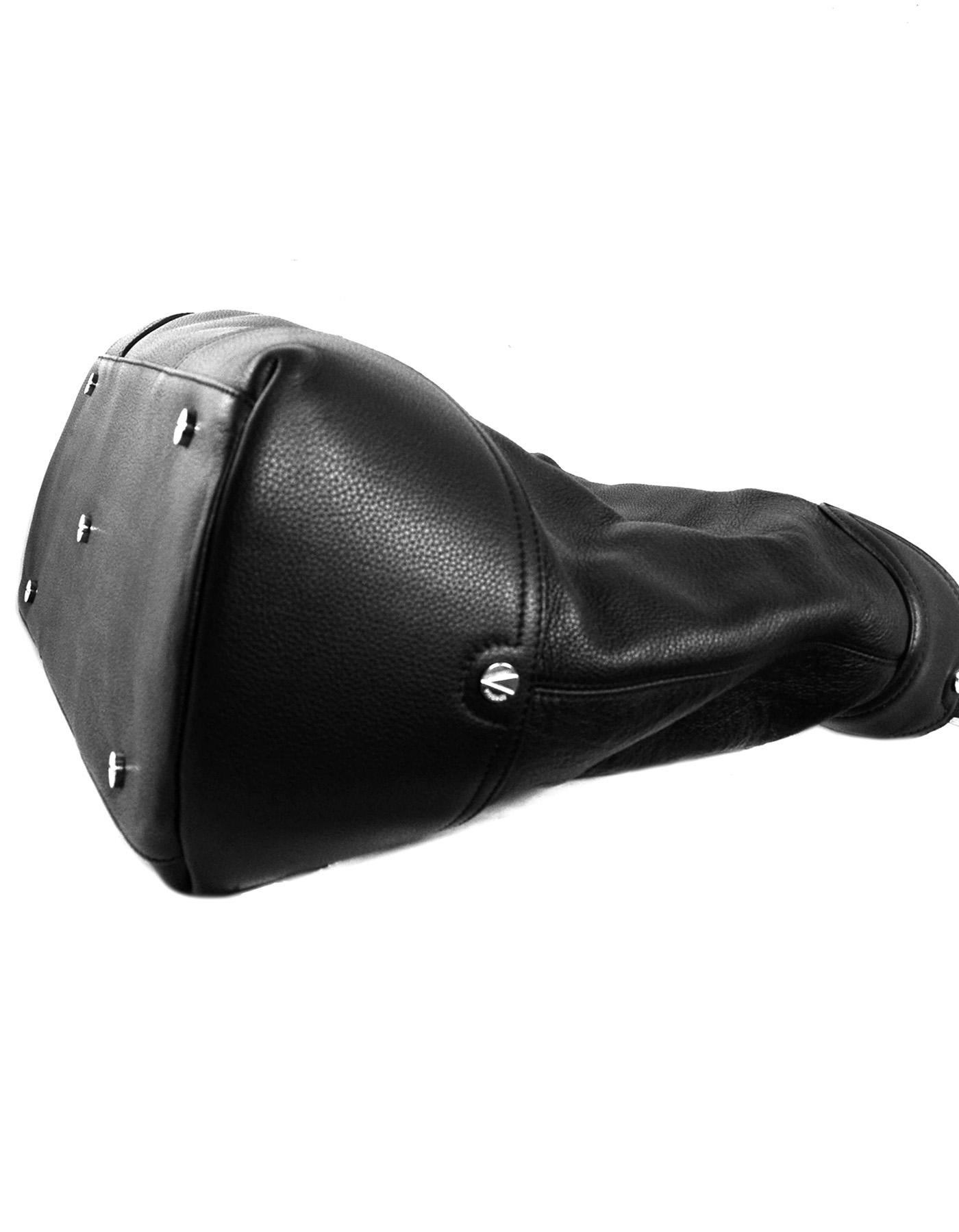 Versace Black Leather Large Zip Top Overnight Duffle Bag Unisex 1
