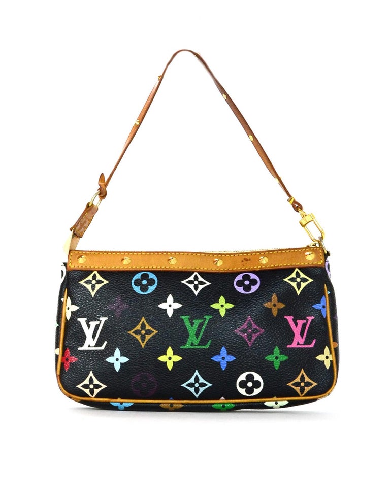 Louis Vuitton LV Black Multicolore Monogram Pochette Accessories Bag ...