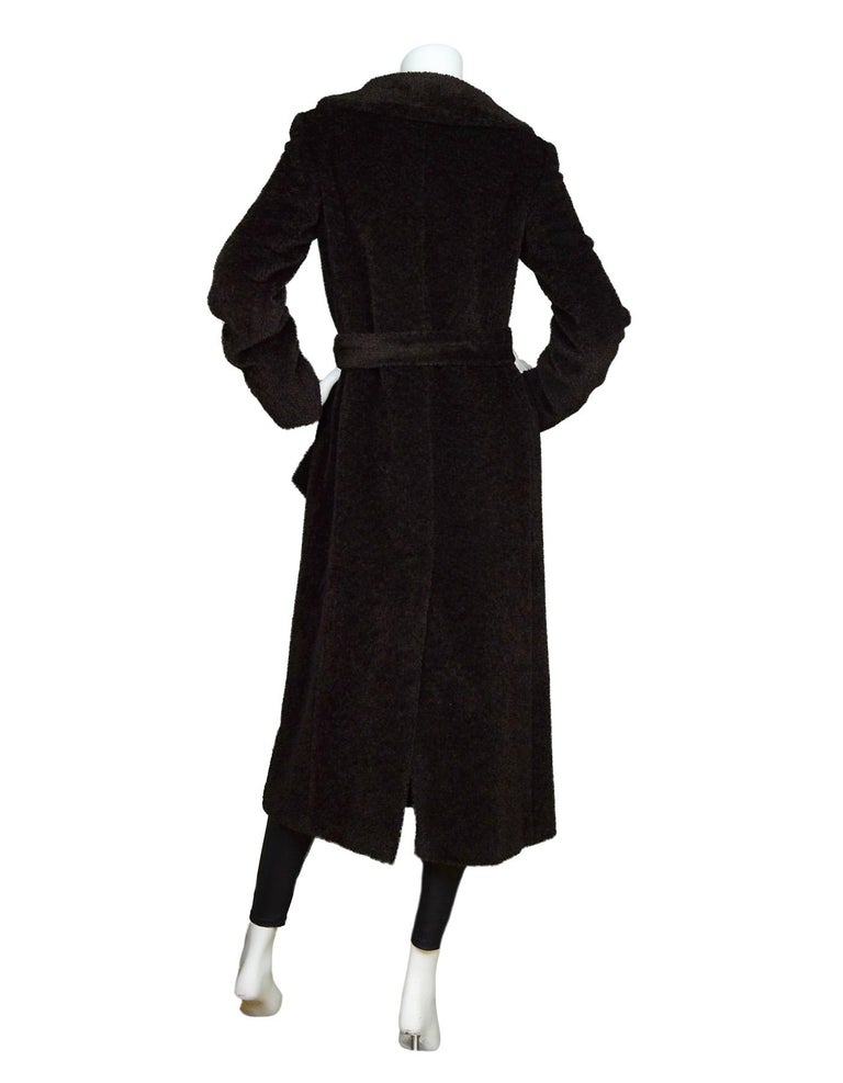 Max Mara Brown Alpaca/Wool Faux Fur Long Coat w/ Belt Sz 6 For Sale at  1stDibs