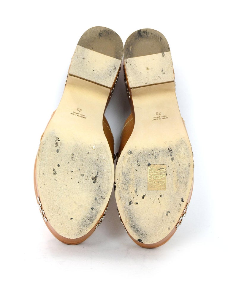 Laurence Dacade Tan Leather Studded Platform Clog Mules For Sale at 1stDibs