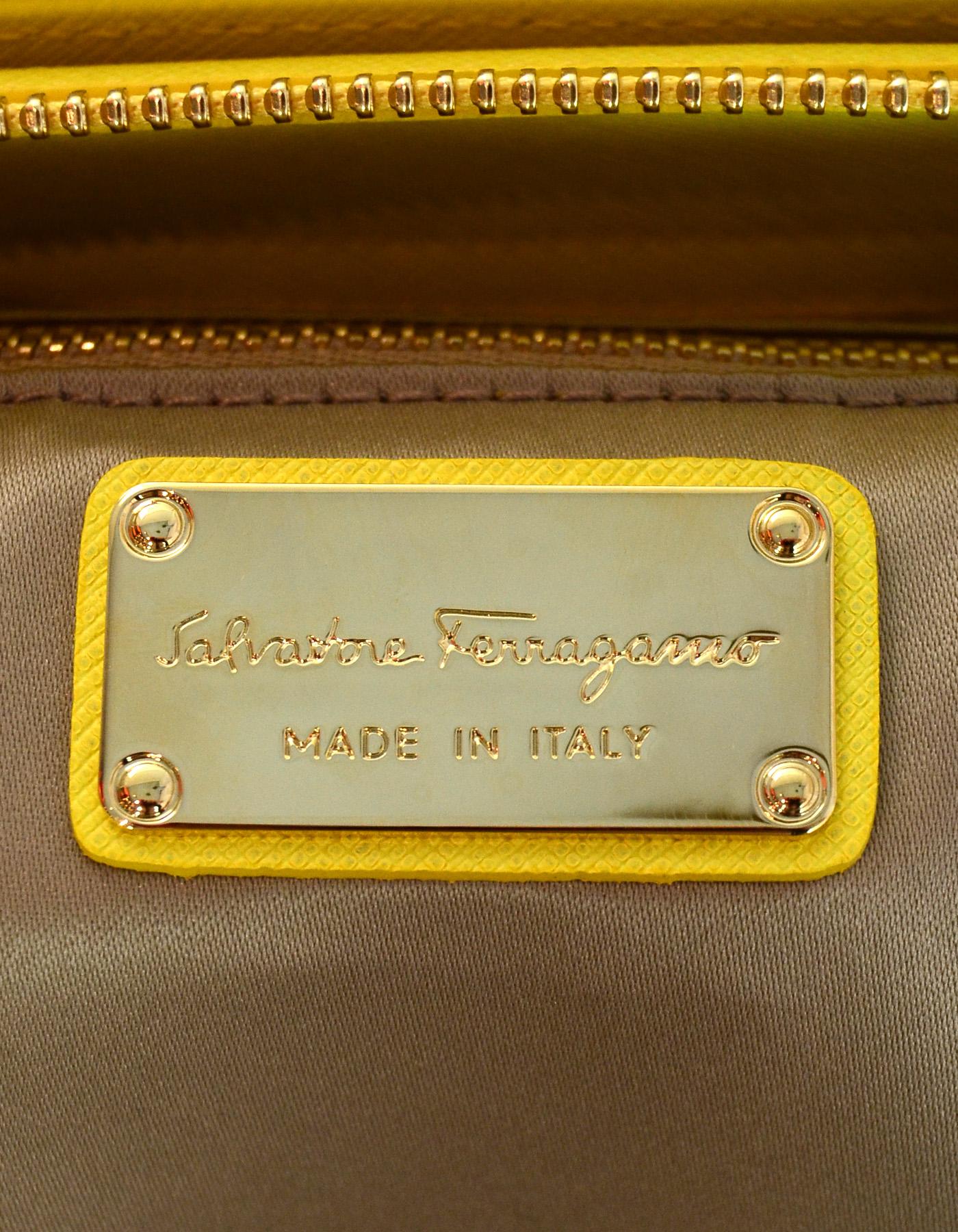 Salvatore Ferragamo Mimosa Yellow Large Gianco Beky Saffiano Leather Tote Bag 3