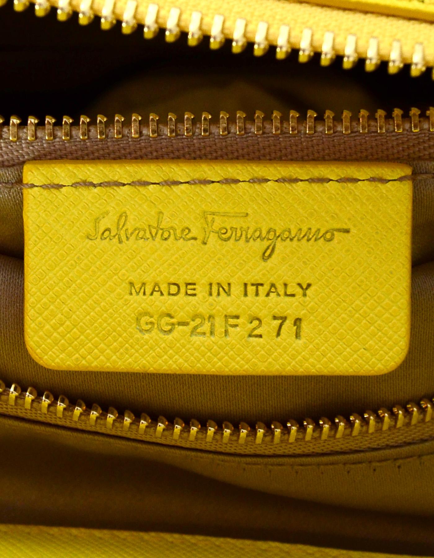 Salvatore Ferragamo Mimosa Yellow Large Gianco Beky Saffiano Leather Tote Bag 4