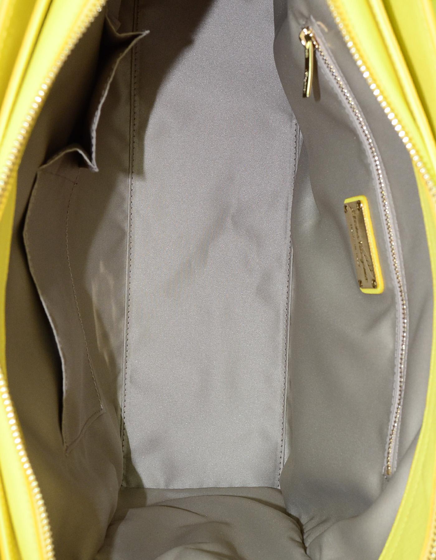 Salvatore Ferragamo Mimosa Yellow Large Gianco Beky Saffiano Leather Tote Bag 2