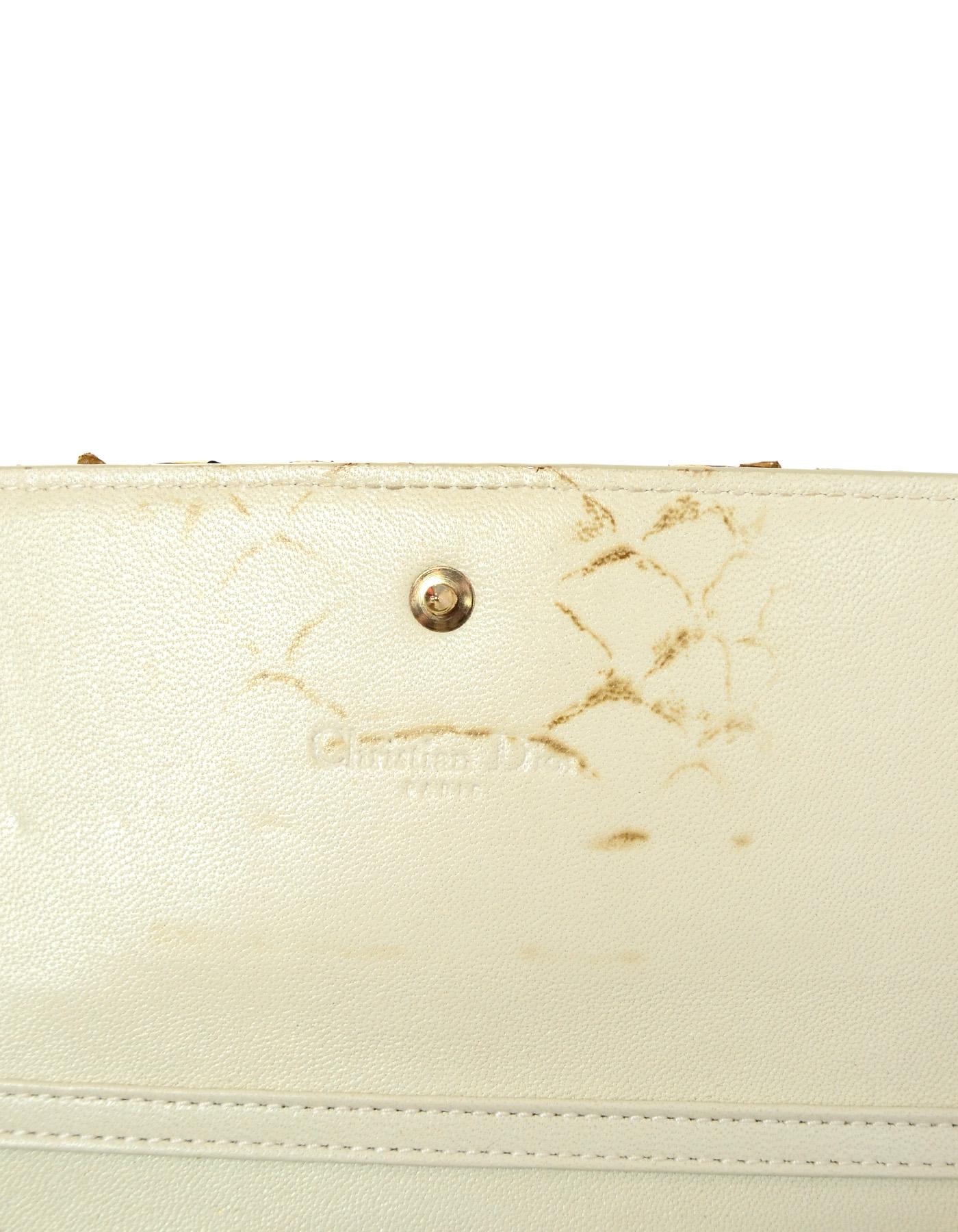 Christian Dior Gold Metallic Python Logo Charm Chain Wallet/Pochette Bag 2