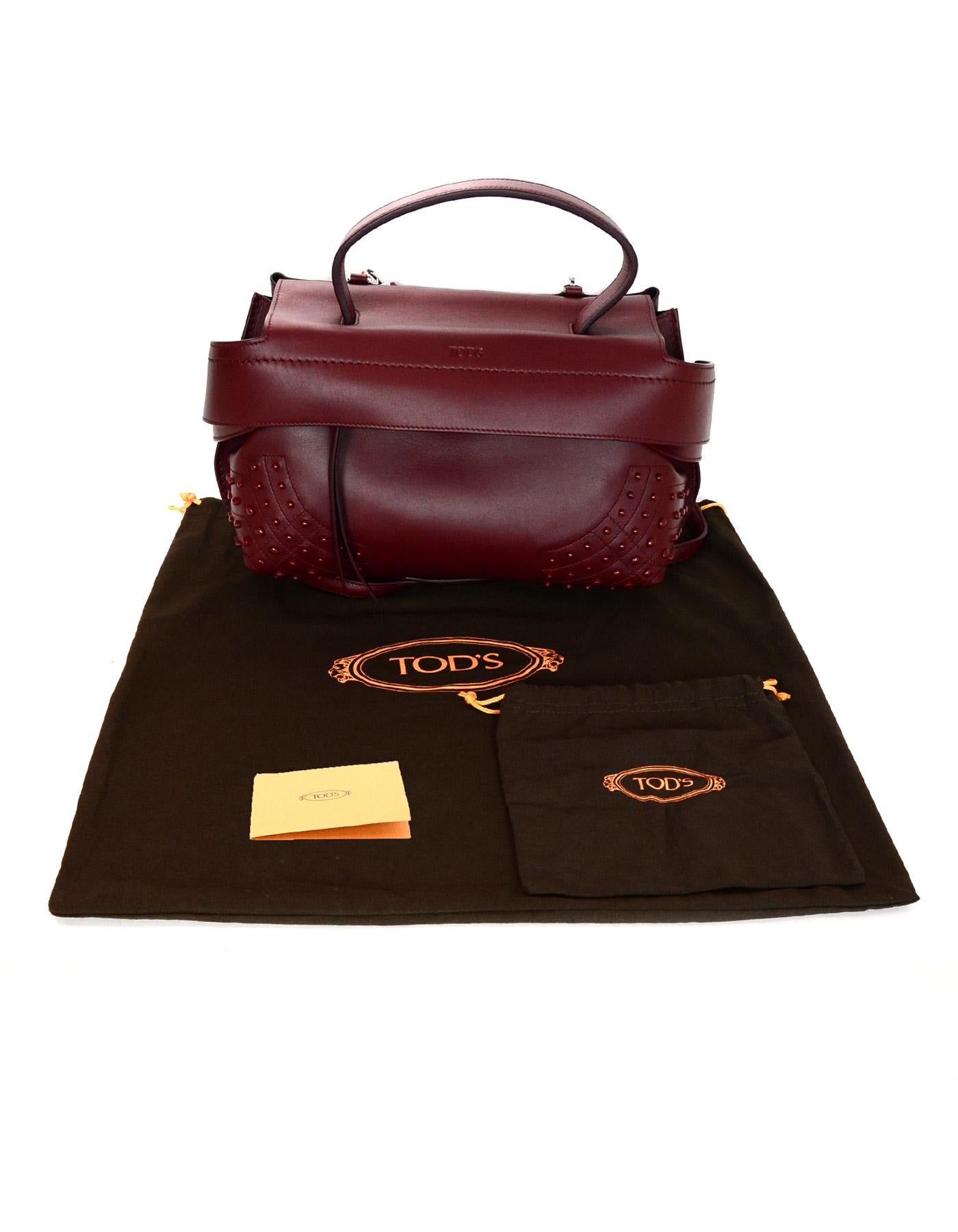 Tod's Burgundy Leather Small Wave Top Handle Shoulder Bag  6