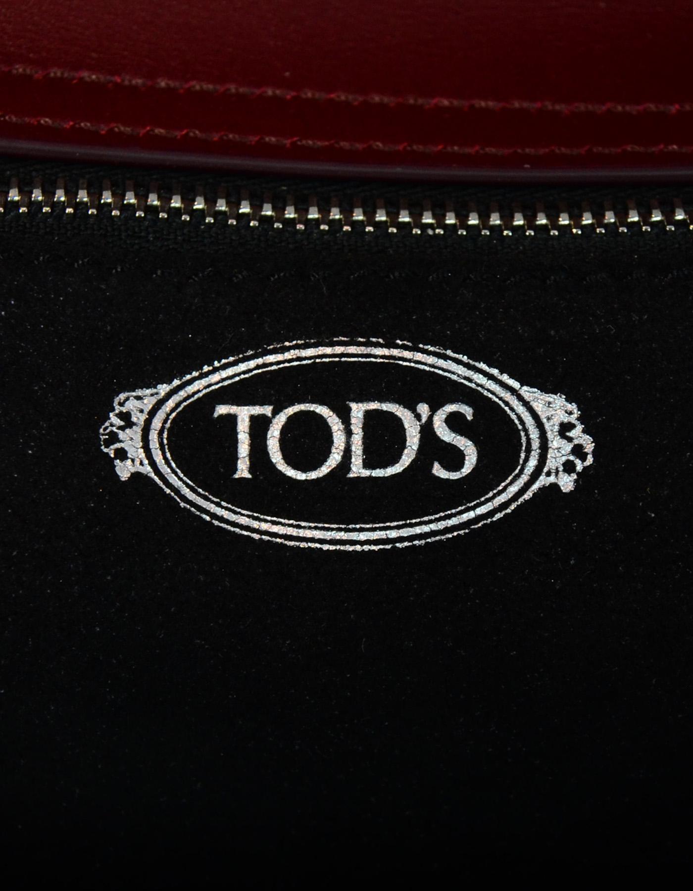 Tod's Burgundy Leather Small Wave Top Handle Shoulder Bag  3