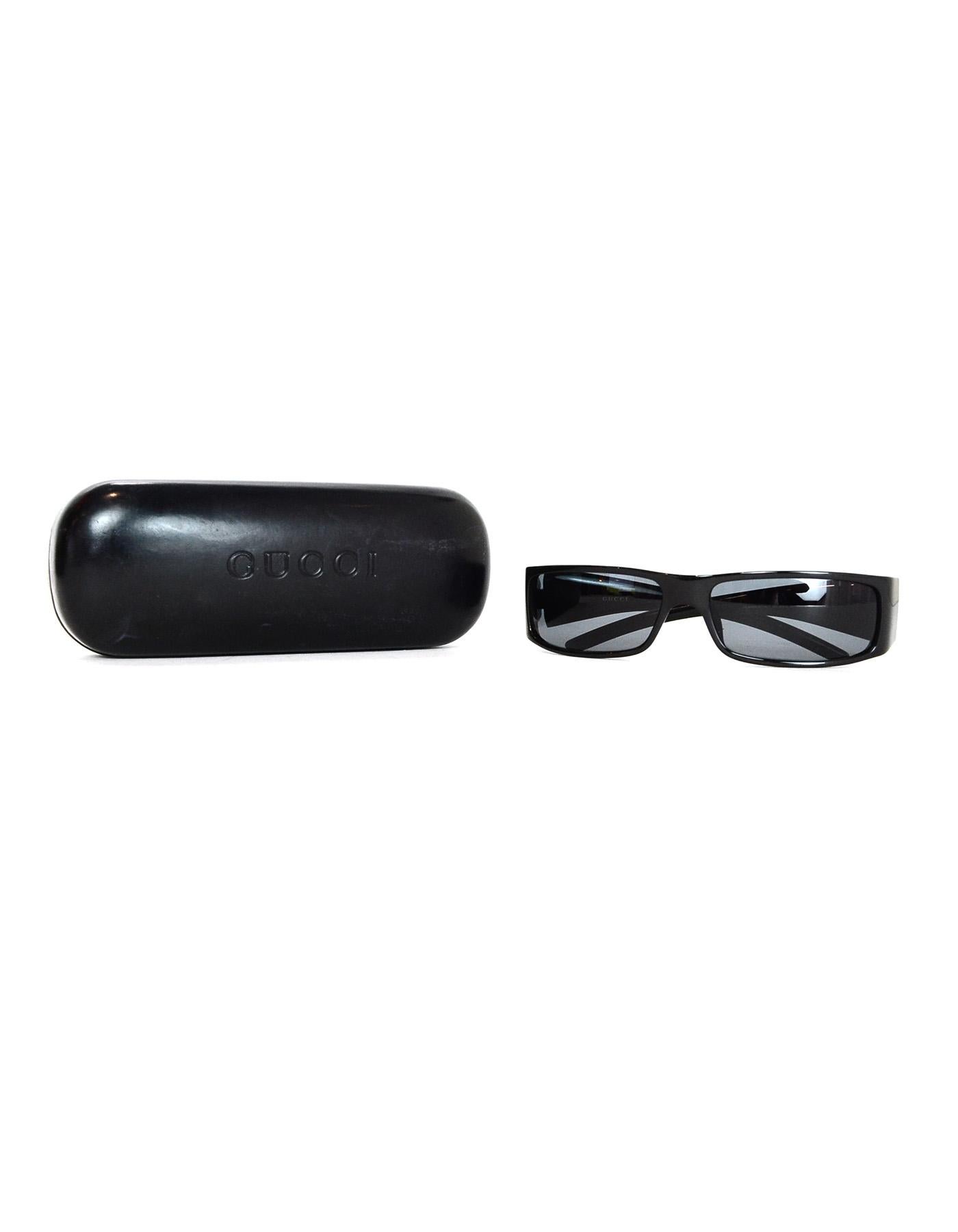 Gucci Vintage '90s Black Logo Square Sunglasses w. Case 1