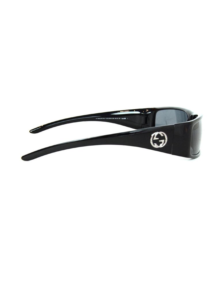 Gucci Vintage '90s Black Logo Square Sunglasses w. Case at 1stDibs
