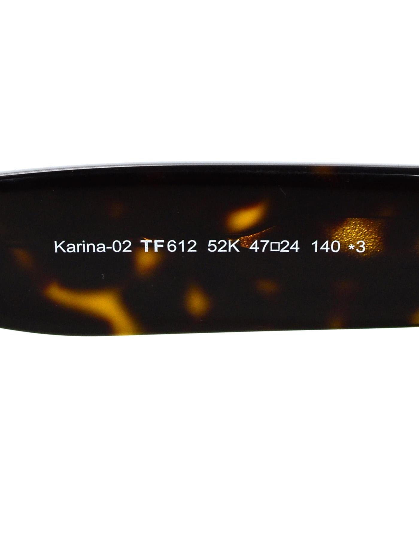 Tom Ford Karina Brown Tortoise Sunglasses   In Excellent Condition In New York, NY
