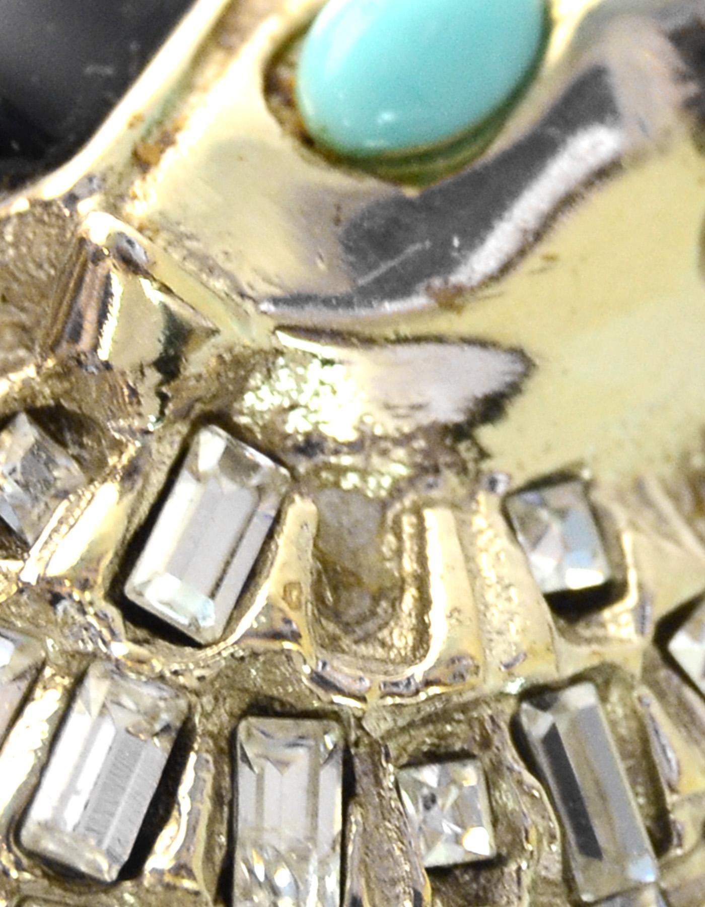 Chanel Light Goldtone Crystal/Stone Lion Head Pendant Long Chainlink CC Necklace 2