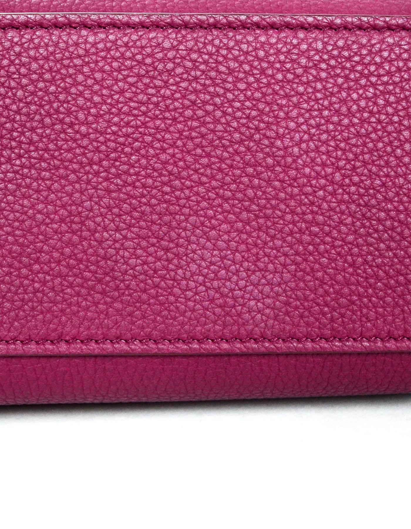 Brown Celine Raspberry Drummed Leather Calfskin Nano Luggage Tote Crossbody Bag