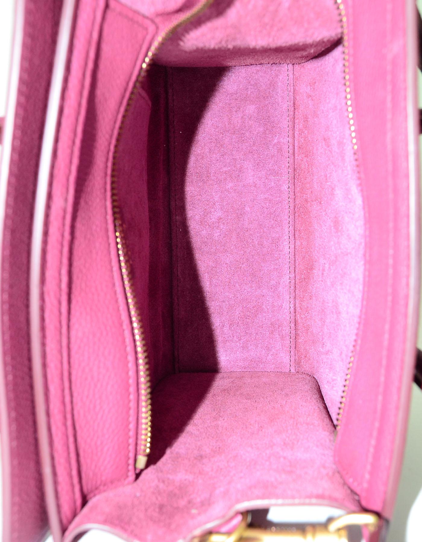  Celine Raspberry Drummed Leather Calfskin Nano Luggage Tote Crossbody Bag 1