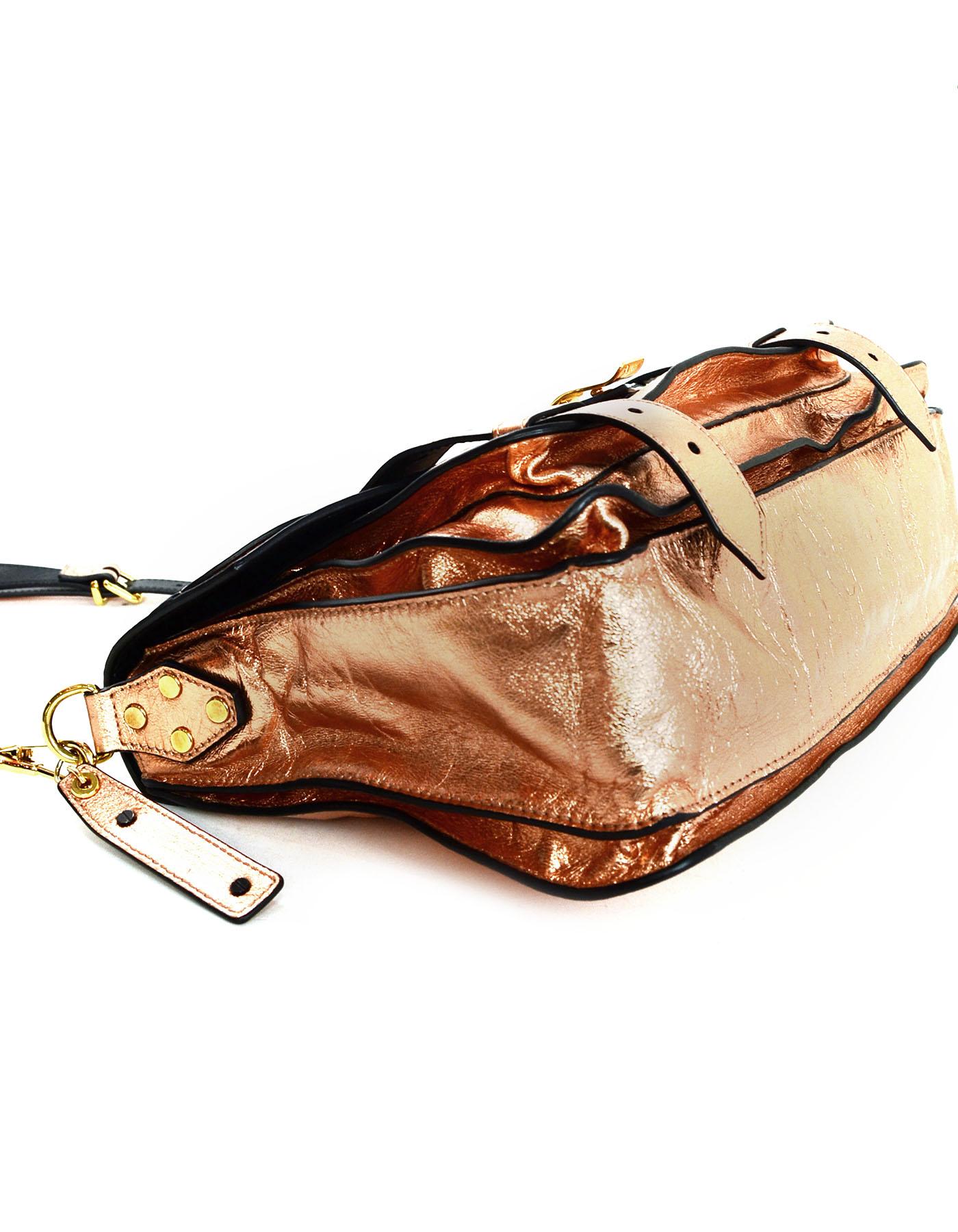  Proenza Schoulder Copper Metallic Lambskin Medium PS1 Messenger Bag In Excellent Condition In New York, NY