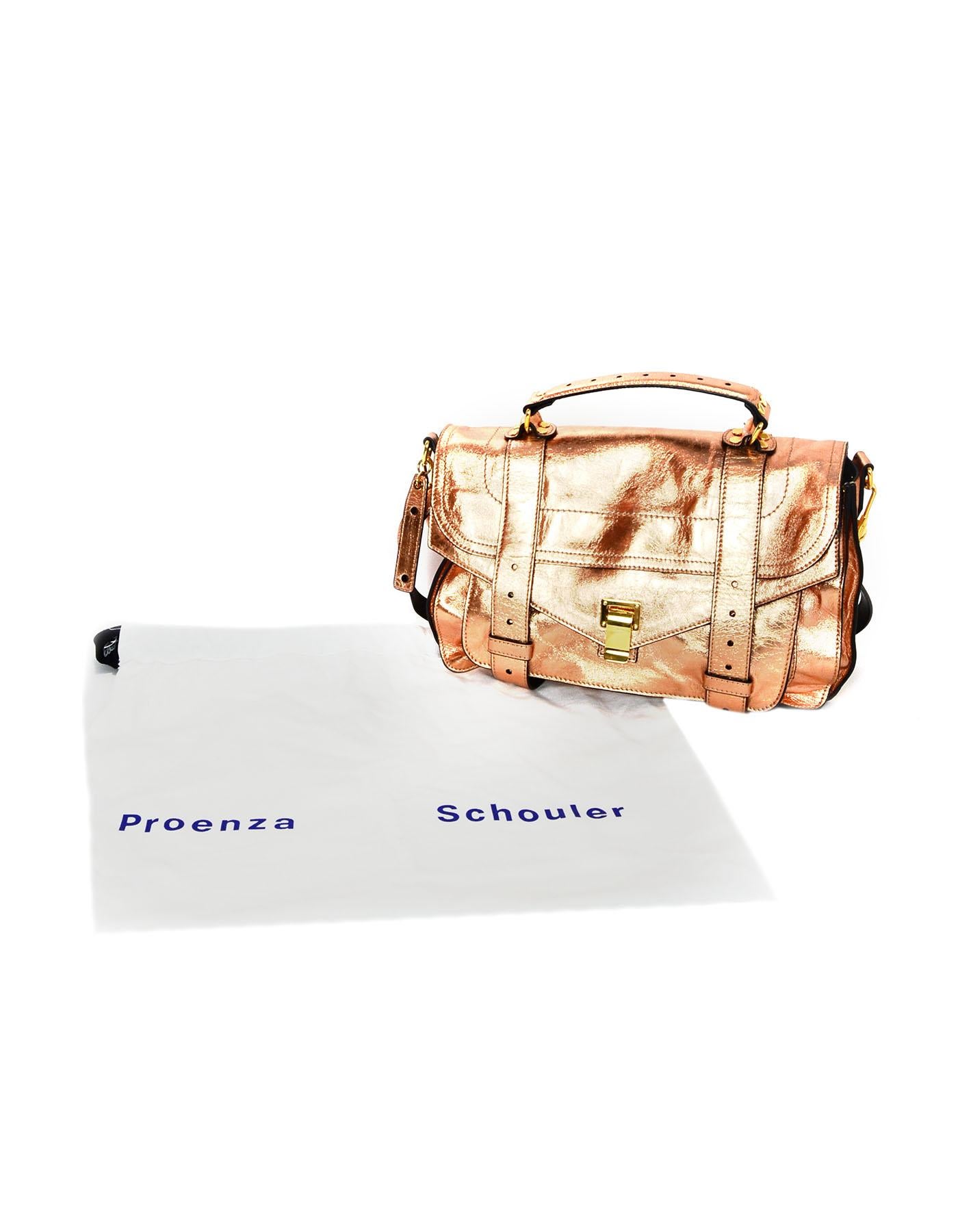  Proenza Schoulder Copper Metallic Lambskin Medium PS1 Messenger Bag 5