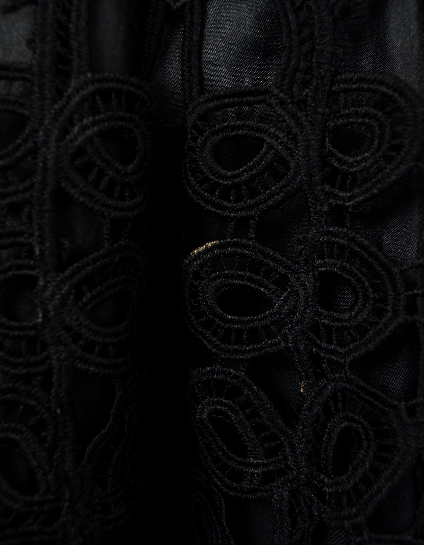 Dolce & Gabbana Ribbed Longsleeve Little Black Dress Lace/Pleated Bottom Sz XL 1