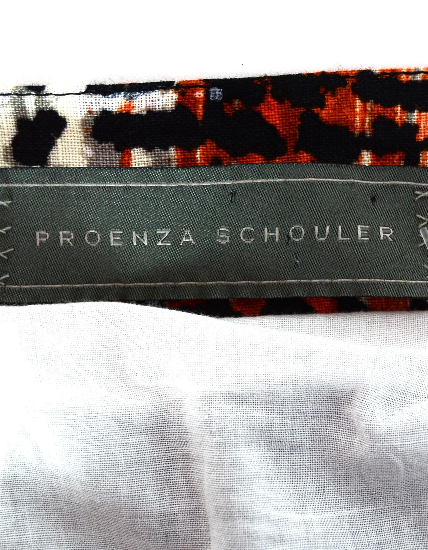 Proenza Schouler Multi-Color Printed Long Pleated Midi Skirt Sz 6 In Excellent Condition In New York, NY