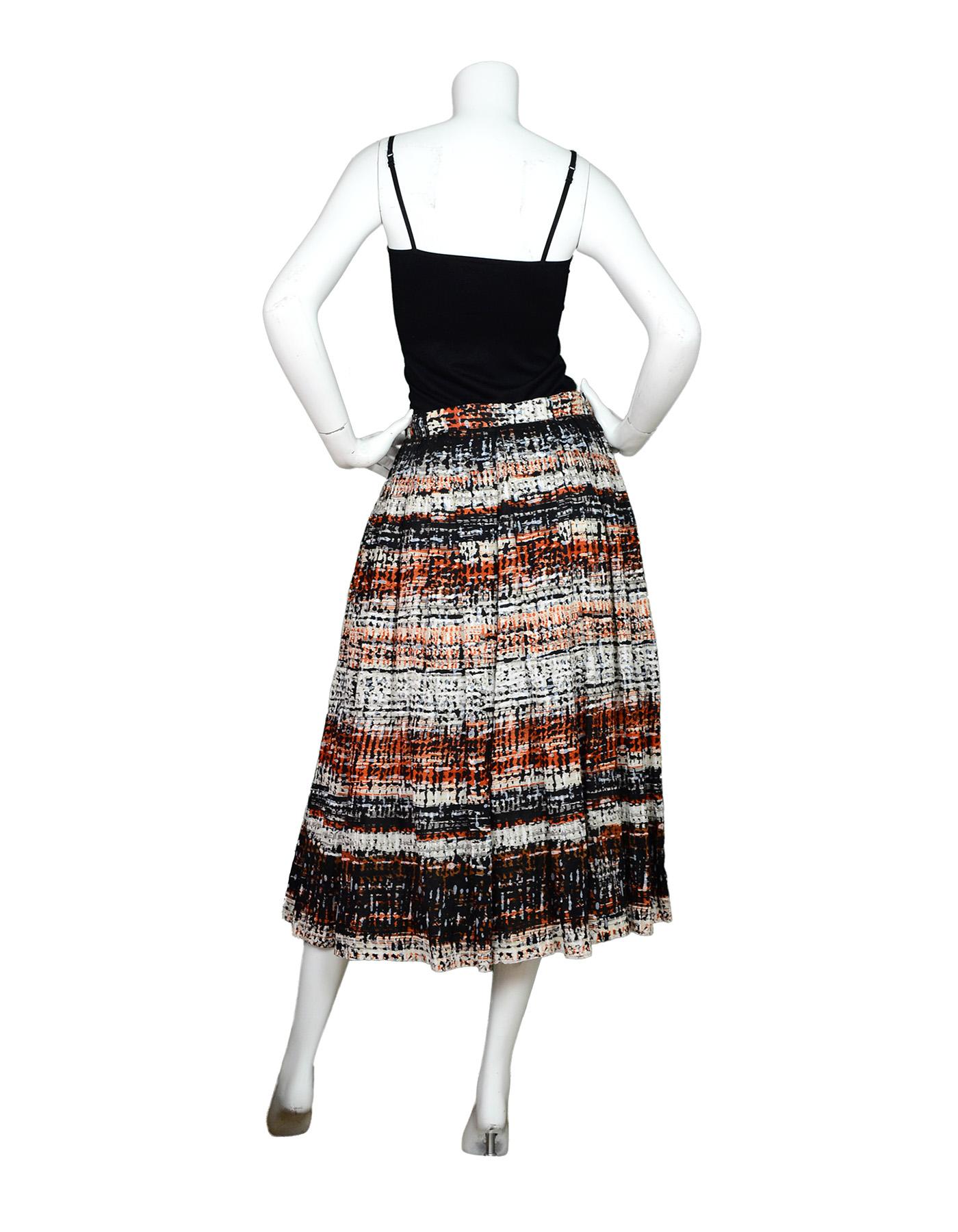 Black Proenza Schouler Multi-Color Printed Long Pleated Midi Skirt Sz 6