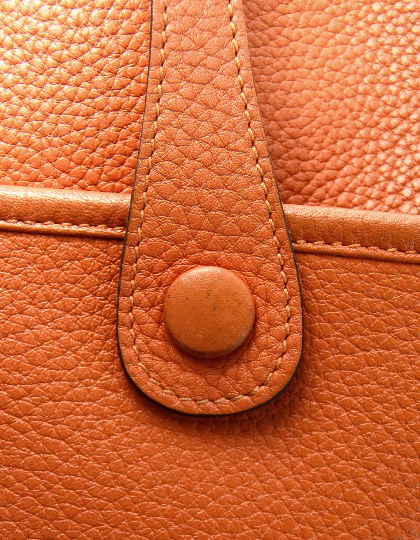 Hermes 2011 Orange Clemence Leather Evelyne III PM Messenger Crossbody Bag 5