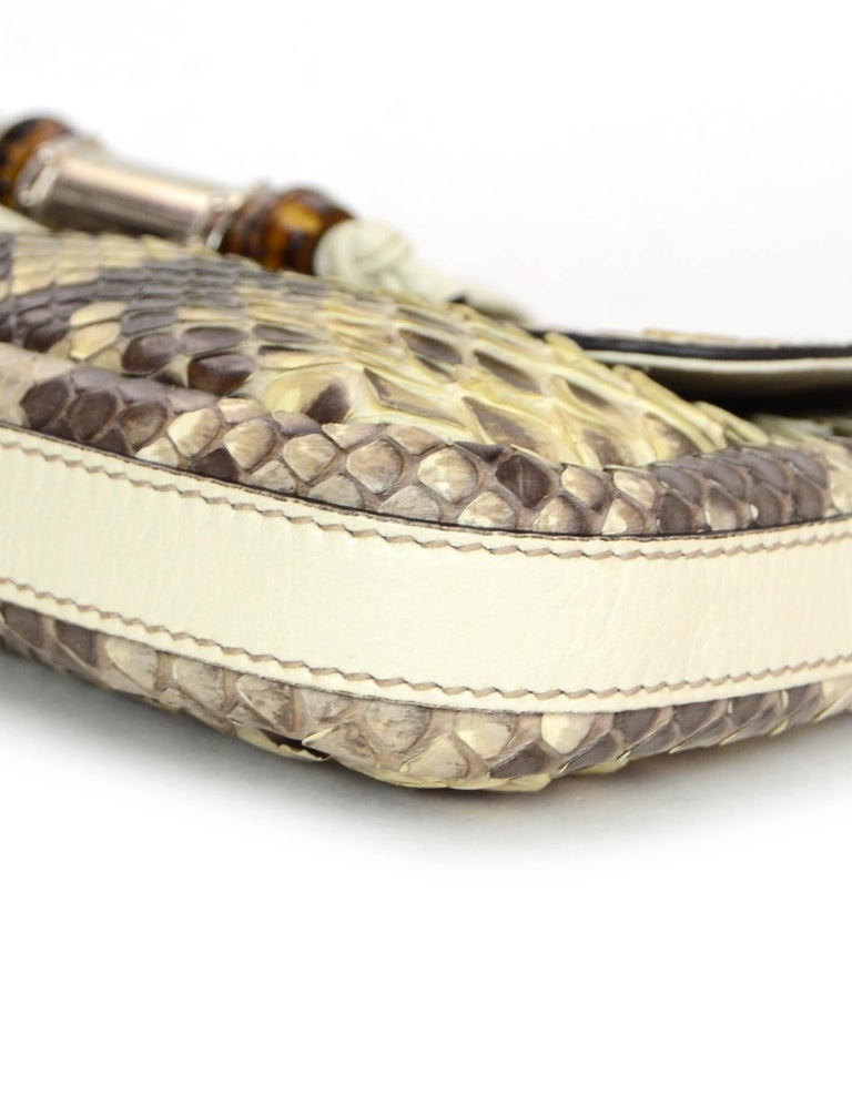 Gucci Off-White Python Bamboo Croisette Evening Bag W/ Tassels and ...